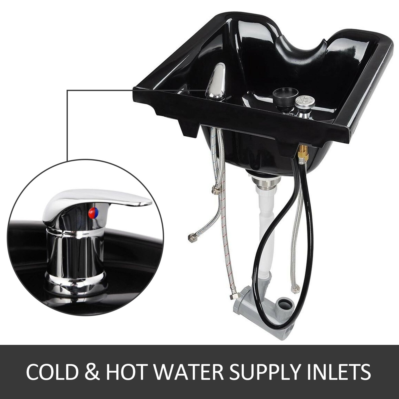 Shampoo Bowl Black ABS Plastic Salon And Spa Hair Sink Beauty