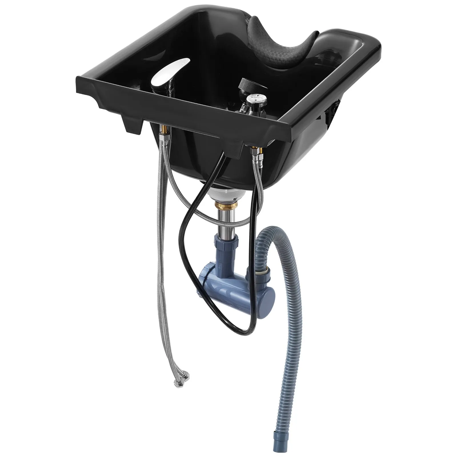 VEVOR shampoo bowl installation kit with screws, hoses, brackets, and connectors.