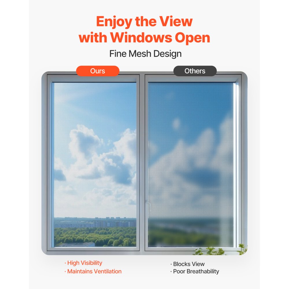 VEVOR Window Screen Replacement, 100 ft × 48 in Window Screen Mesh, DIY Adjustable Fiberglass Screen Mesh - Durable, Washable & Easy to Install, Window Screen Repair Kit for Patio Porch Door Windows