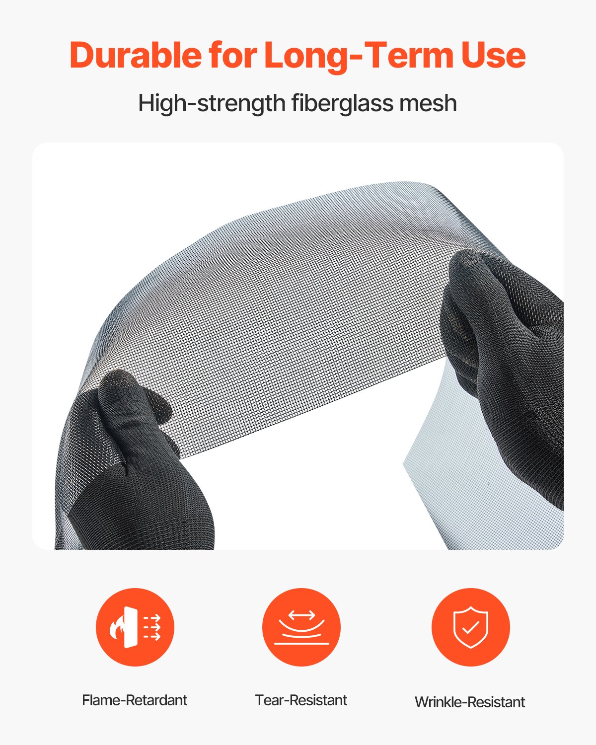 VEVOR Window Screen Replacement, 100 ft × 48 in Window Screen Mesh, DIY Adjustable Fiberglass Screen Mesh - Durable, Washable & Easy to Install, Window Screen Repair Kit for Patio Porch Door Windows