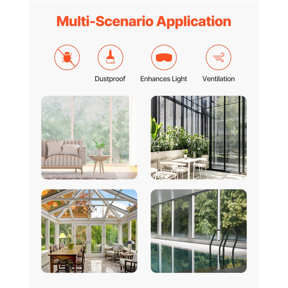 VEVOR Window Screen Replacement, 100 ft × 96 in Window Screen Mesh, DIY Adjustable Fiberglass Screen Mesh - Durable, Washable & Easy to Install, Window Screen Repair Kit for Patio Porch Door Windows