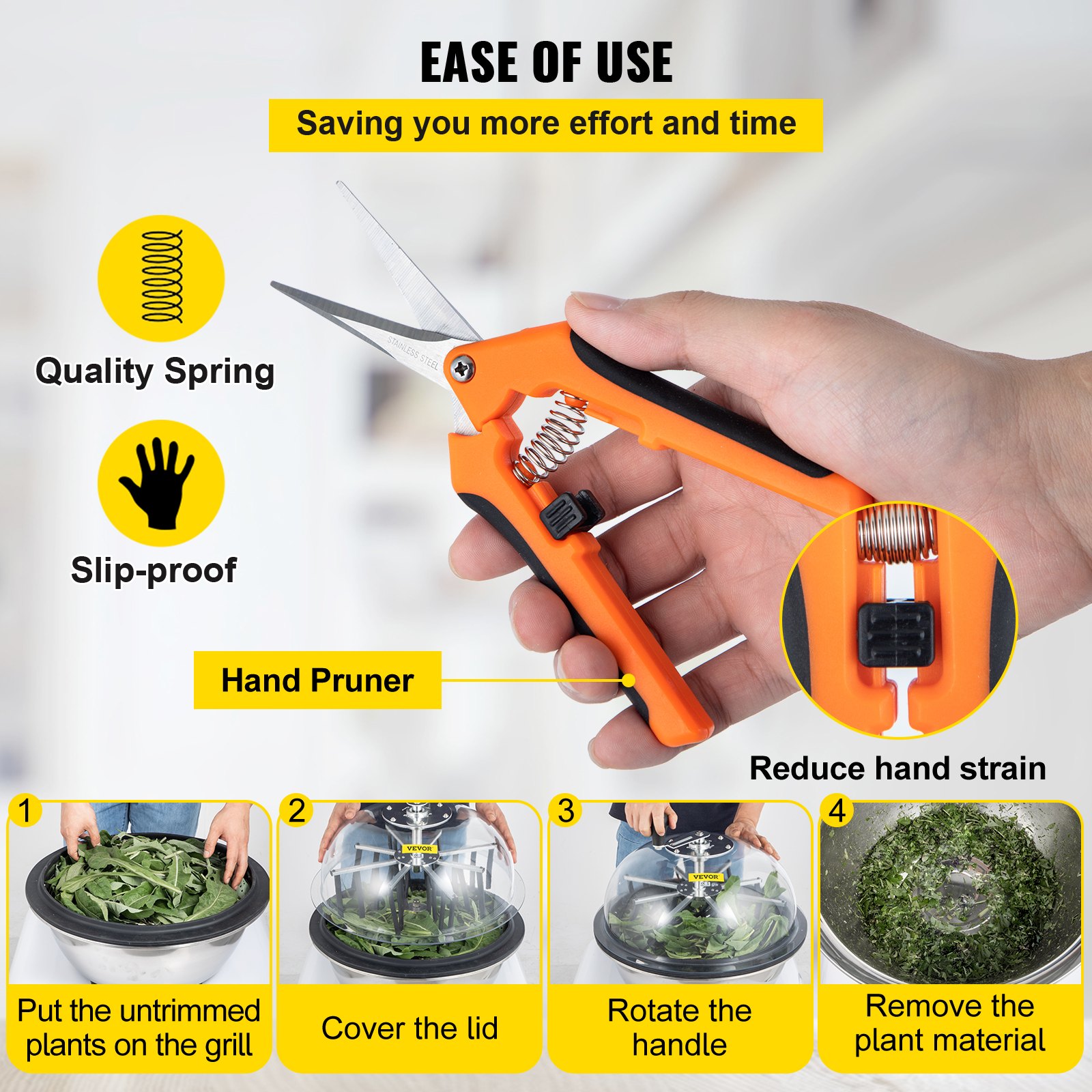 VEVOR 24 Inch Bowl Trimmer Leaf Bowl Trimmer Hydroponic Pro Bowl Trimmer Hand Leaf Bud Trim Reaper Cutter Twisted Spin Cut for Plant Bud and Flower