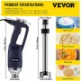 VEVOR Commercial Immersion Blender Variable Speed Heavy Duty Immersion Blender 750W Commercial Hand Mixer 304 Stainless Steel Hand Blender Commercial (15.8")