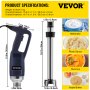 VEVOR Commercial Immersion Blender Variable Speed Heavy Duty Immersion Blender 750W Commercial Hand Mixer 304 Stainless Steel Hand Blender Commercial (19.7")