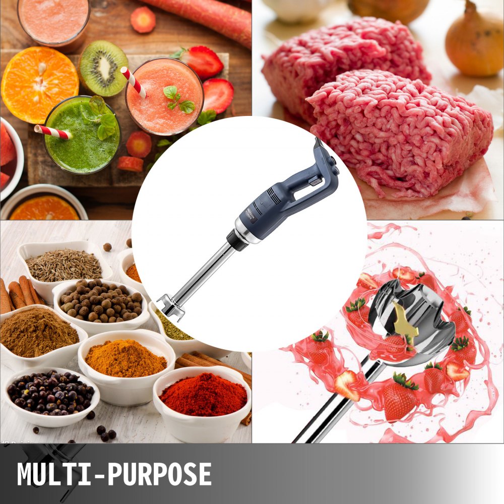 VEVOR Commercial Immersion Blender 500W Power, Hand Held Mixer with 7.9 Inch 304 Stainless Steel Removable Shaft, Electric Stick Blender Variable Speed 4000-16000RPM