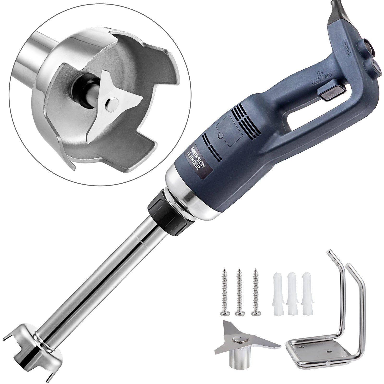 VEVOR Commercial Immersion Blender 500W Power, Hand Held Mixer with 7.9 Inch 304 Stainless Steel Removable Shaft, Electric Stick Blender Variable Speed 4000-16000RPM
