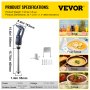 VEVOR Commercial Immersion Blender 500W Power, Hand Held Mixer with 15.7-Inch 304 Stainless Steel Removable Shaft, Electric Stick Blender Variable Speed 4000-16000RPM