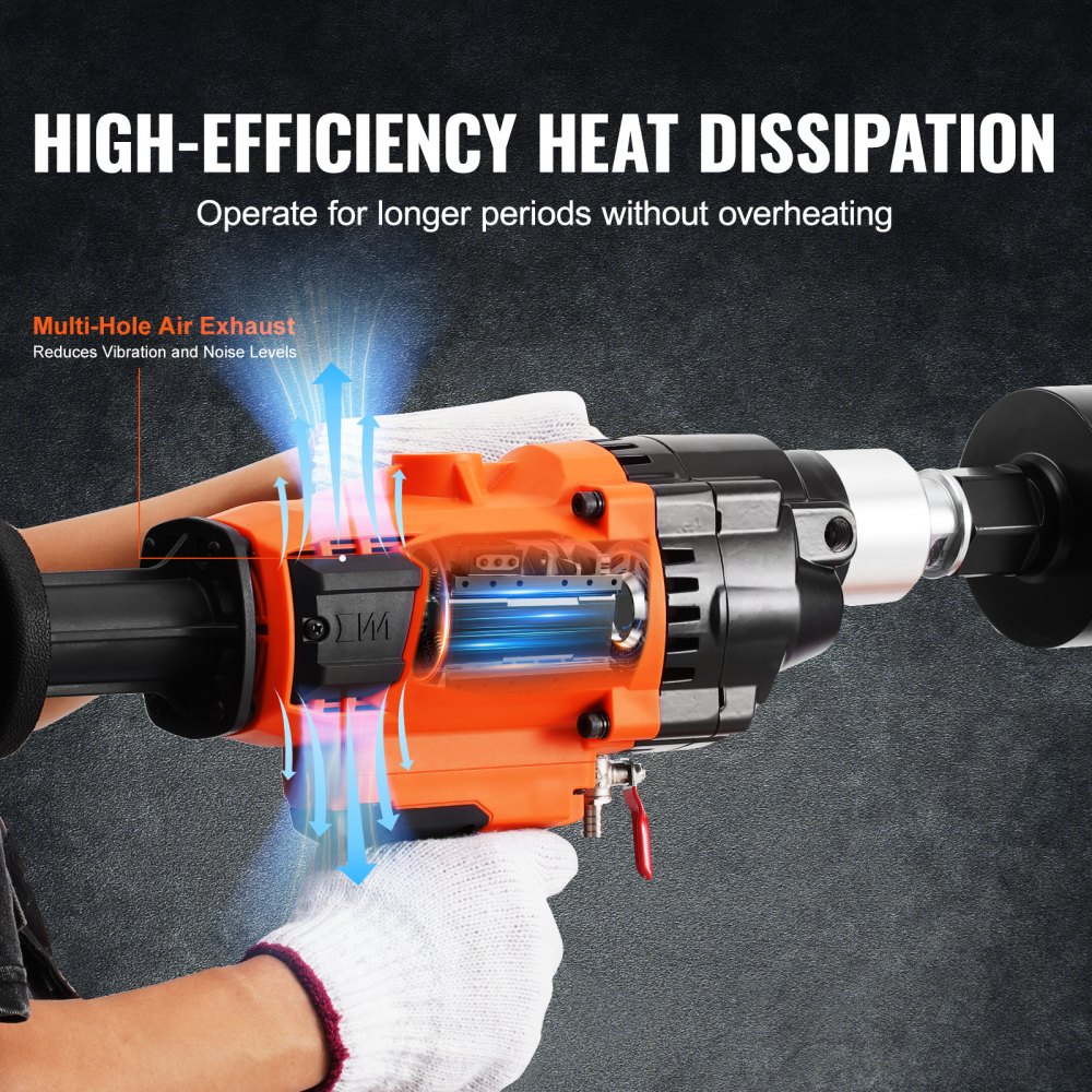 VEVOR Core Drill Machine 2.03-18 cm Dia 2600W Handheld Core Drill Rig for Mixing