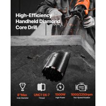VEVOR Diamond Core Drill Machine Handheld Concrete Core Drill Rig 200 mm 1500W