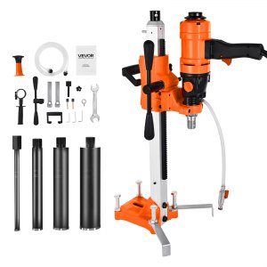 VEVOR Diamond Core Drilling Machine, 8 in Drilling Diameter, 2-in-1 Handheld & Stand-Mount Dry and Wet Concrete Core Drill Rig with 4 Drill Bits, 1075/2300 RPM 2-Speed, for Concrete Brick Stone, 1800W | VEVOR US