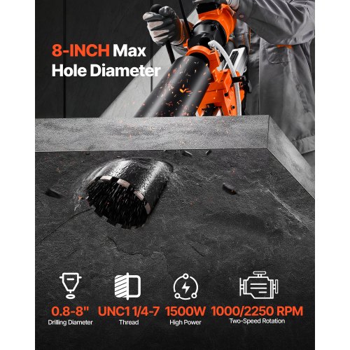Teemantpuurmasin statiiviga 1500 W, max Ø 200 mm, 4 kroonpuuriga — pilt 2
