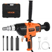 VEVOR Diamond Core Drilling Machine, 20-160 mm Drilling Diameter, Handheld Dry and Wet Concrete Core Drill Rig with 4 Drill Bits, 0-1800RPM Variable Speed, UNC1 1/4-7, for Concrete Brick Stone, 2000W