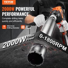 VEVOR Core Drill Machine 0.8-6.3in Dia 2000W Handheld Core Drill Rig for Mixing