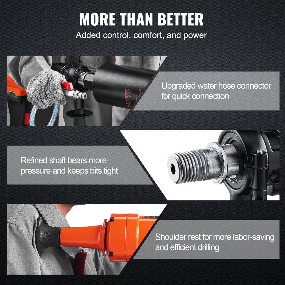 VEVOR Diamond Core Drill Machine Handheld Concrete Core Drill Rig 10.2 cm Bit 1500W