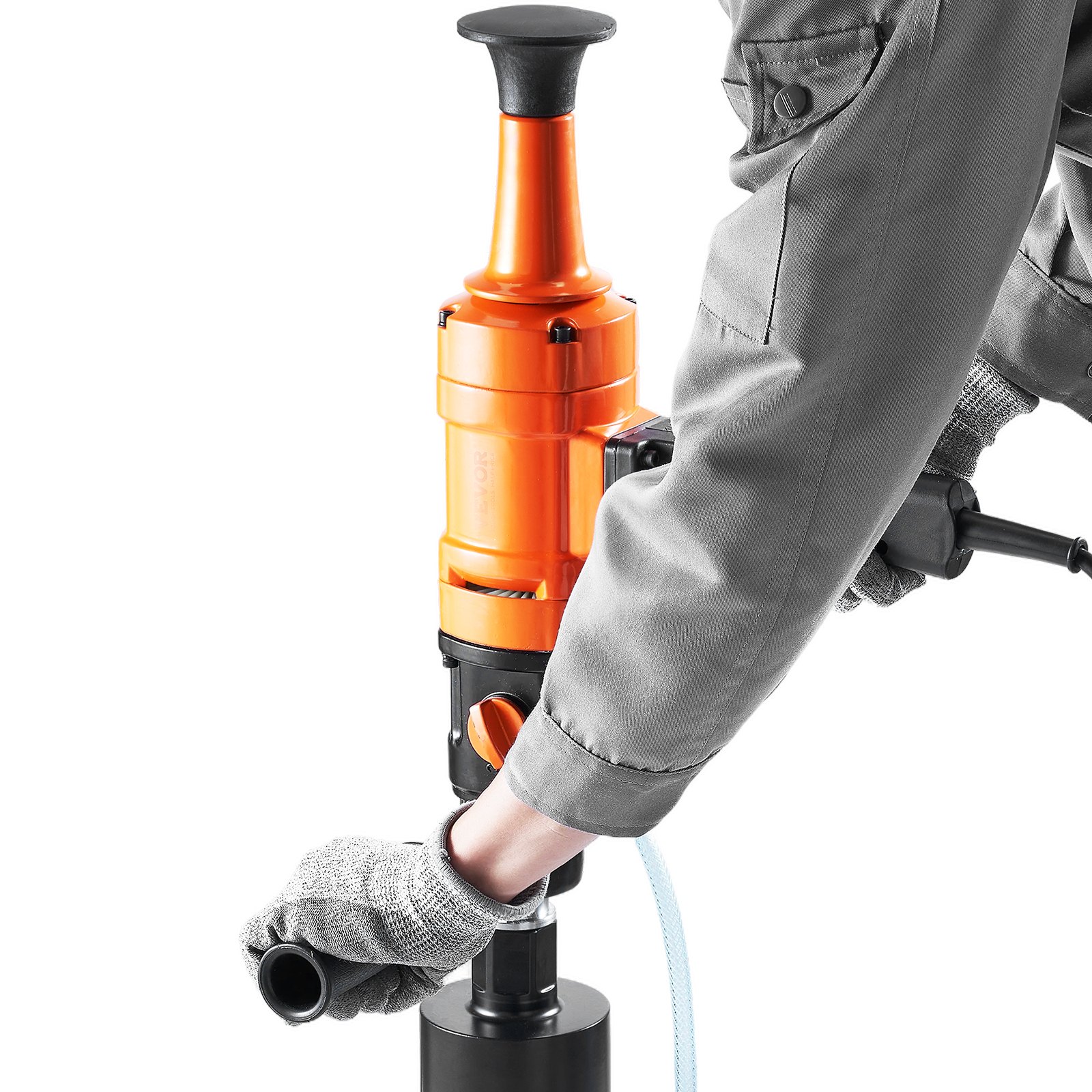 VEVOR Diamond Core Drilling Machine, 10.2 cm Handheld Wet Concrete Core Drill Rig, 1100-2400RPM Two Speed & 1-1/4" Thread & 2 Bubble Levels, 8-10.2 cm Drilling Diameter for Concrete Brick Block Stone, 1500W