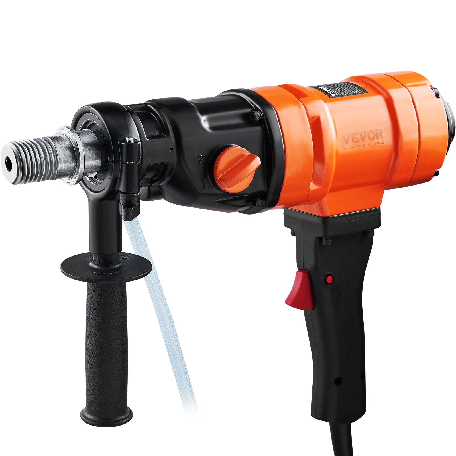 VEVOR Diamond Core Drilling Machine, 10.2 cm Handheld Wet Concrete Core Drill Rig, 1100-2400RPM Two Speed & 1-1/4" Thread & 2 Bubble Levels, 8-10.2 cm Drilling Diameter for Concrete Brick Block Stone, 1500W