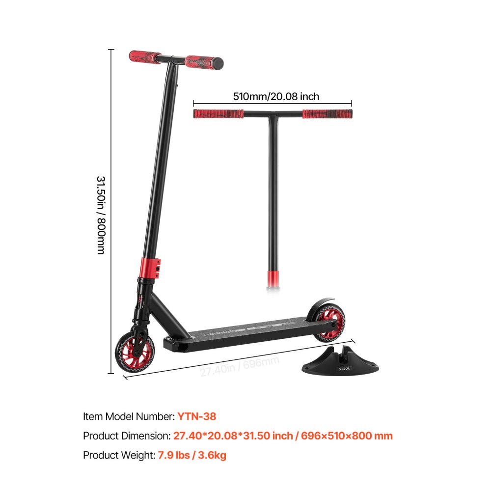 VEVOR Stunt Scooter, Pro Complete Trick Scooters for Kids Ages 11-13 Years, Teens, Adults, Boys, and Girls, Freestyle Street Rider for Intermediate and Beginner, Double Layer Lightweight Aluminum Deck