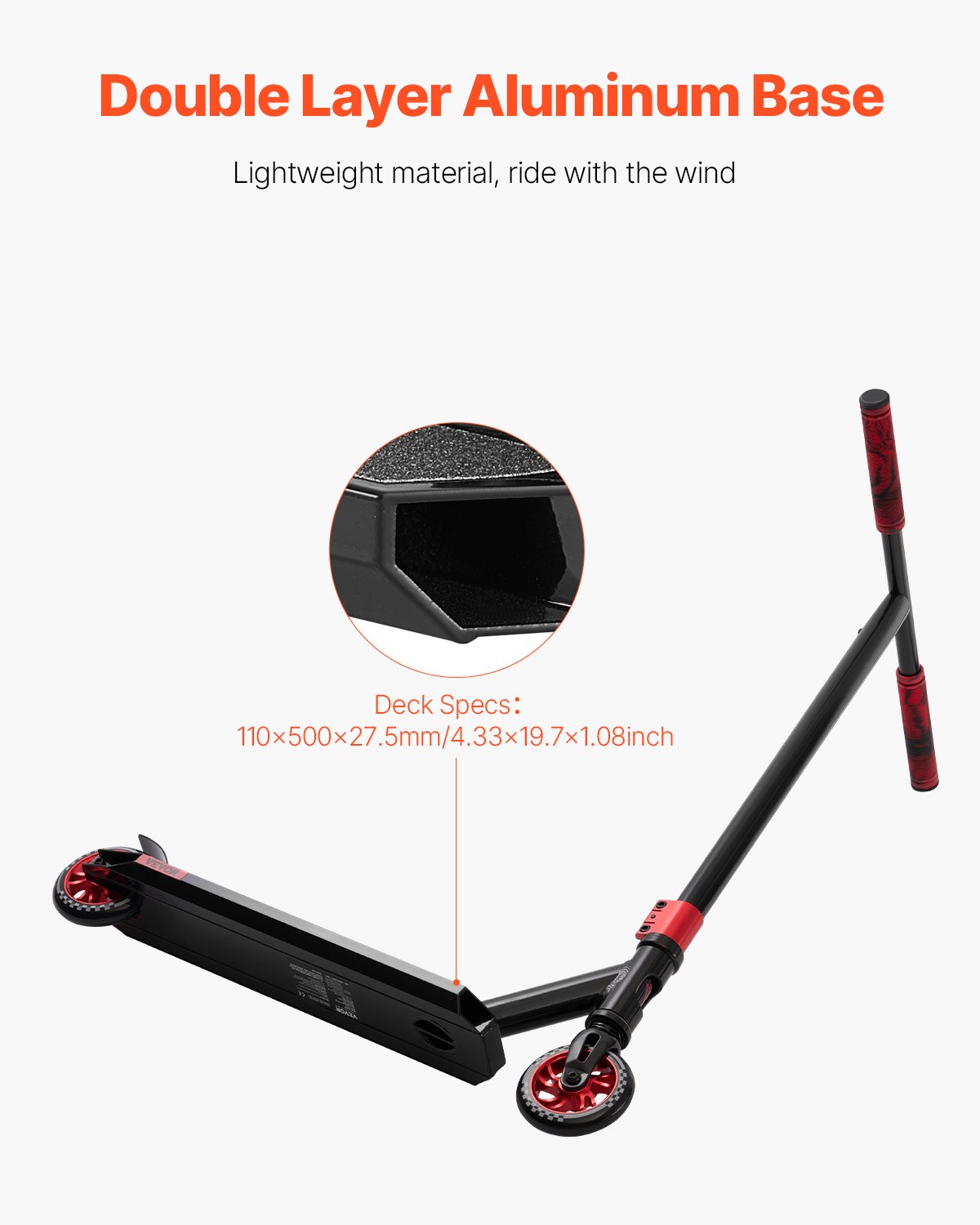 VEVOR Stunt Scooter, Pro Complete Trick Scooters for Kids Ages 11-13 Years, Teens, Adults, Boys, and Girls, Freestyle Street Rider for Intermediate and Beginner, Double Layer Lightweight Aluminum Deck