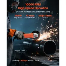 VEVOR Angle Grinder 5" 10A Electric Grinder Power Tool 10000RPM High-Speed