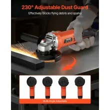 VEVOR Angle Grinder 5" 10A Electric Grinder Power Tool 10000RPM High-Speed