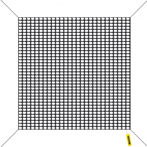 VEVOR Climbing Cargo Net, 14.8 x 14.8 ft Playground Climbing Cargo Net, Polyester Double Layers Cargo Net Climbing Outdoor w/500lbs Weight Capacity, Rope Bridge Net for Tree House, Monkey Bar, Black
