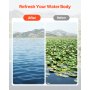 32x6.3 in Pond Aquatic Weed Rake Double-Sided Lake Weed Removal Rake 30ft Rope