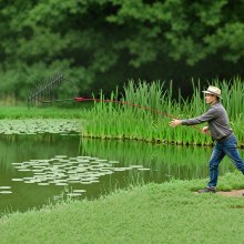 24x8.7 in Pond Aquatic Weed Rake Double-Sided Lake Weed Removal Rake 30ft Rope