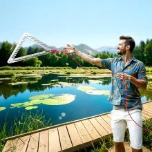 24" Pond Aquatic Weed Rake with Handle 3-Sided Foldable Lake Weed Rake 30ft Rope