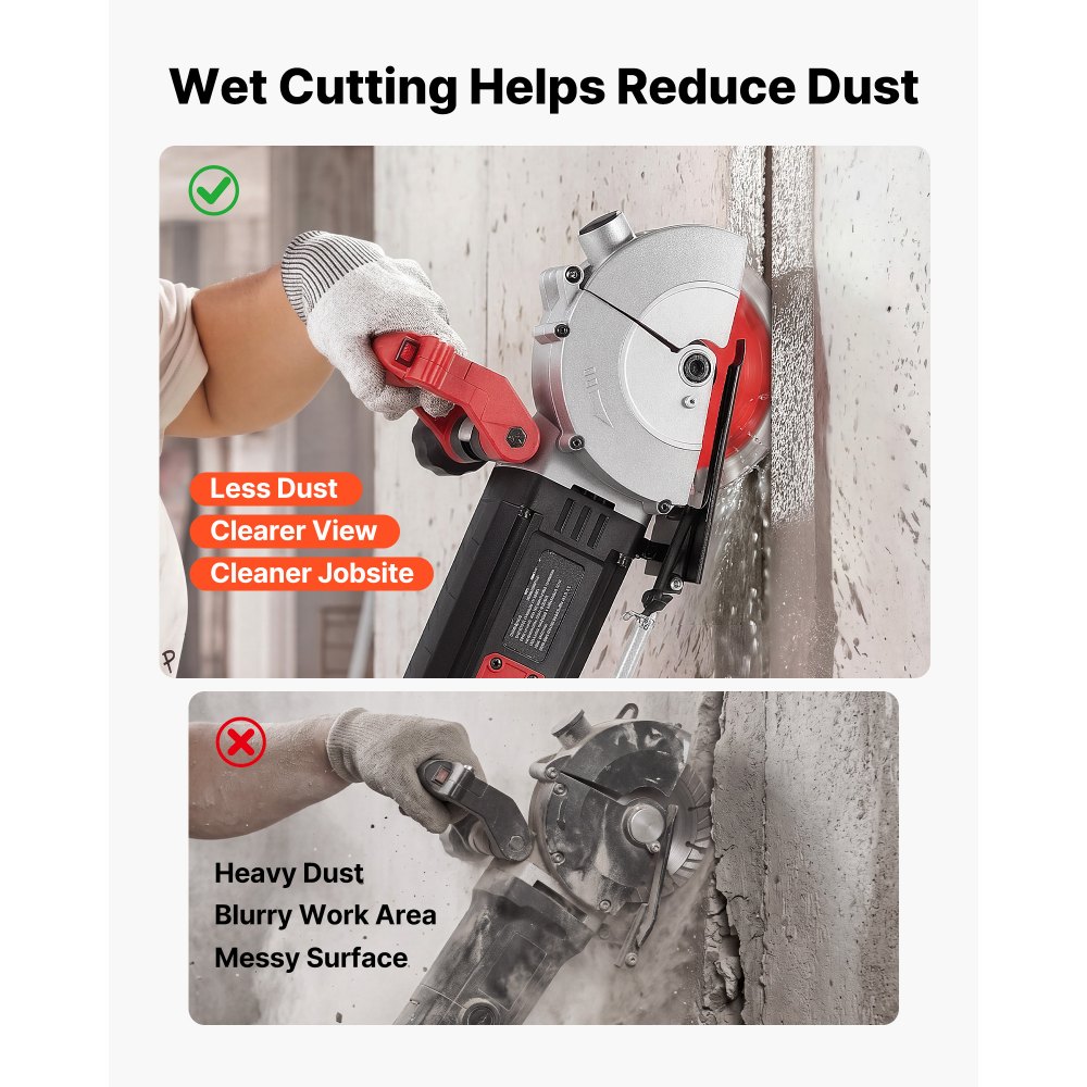 VEVOR Wall Chaser, 5000W Electric Wall Groove Cutting Machine, 5460 RPM Max Speed, Concrete Slotting Cutter with Guide Line, 5 pcs Blades, Adjustable Handle for Cutting Grooves in Brick, Concrete