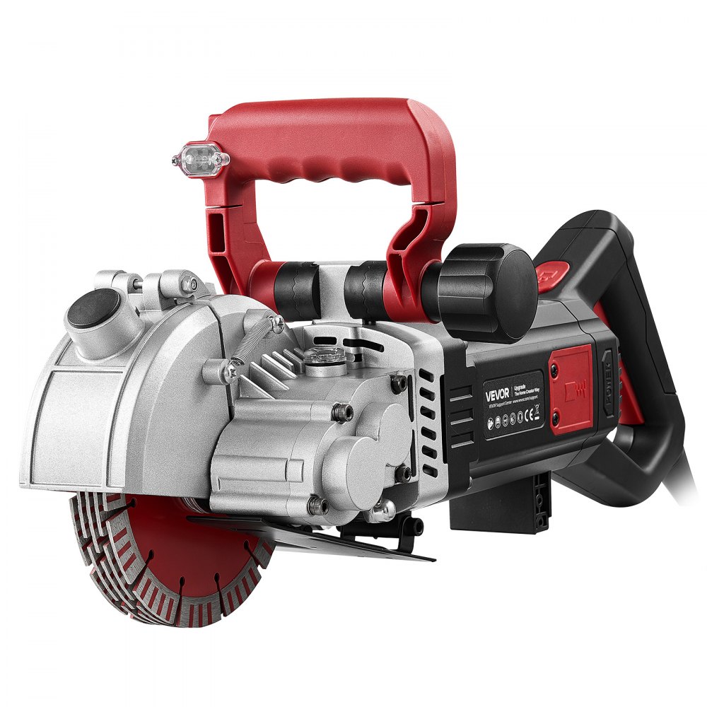VEVOR Wall Chaser, 5000W Electric Wall Groove Cutting Machine, 5460 RPM Max Speed, Concrete Slotting Cutter with Guide Line, 5 pcs Blades, Adjustable Handle for Cutting Grooves in Brick, Concrete