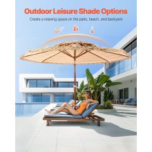 Tiki Umbrella 2-Tier Thatched Patio Umbrella 9 ft for Pool Patio Beach