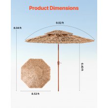 Tiki Umbrella 2-Tier Thatched Patio Umbrella 9 ft for Pool Patio Beach