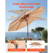 Tiki Umbrella 2-Tier Thatched Patio Umbrella 9 ft for Pool Patio Beach