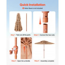 Tiki Umbrella 2-Tier Thatched Patio Umbrella 9 ft for Pool Patio Beach