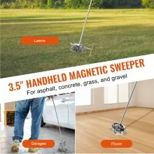 VEVOR Telescoping Magnetic Sweeper Pickup Tool, 3.5inch Handheld Screws Parts Finder with 35LB Pull Capacity, Retractable Handle 8.3 to 33 inches with Strong Magnet, Pick up Nails Screws Metal Parts