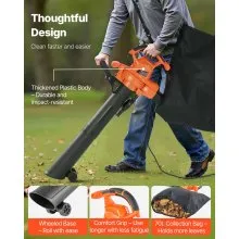 VEVOR Electric Leaf Blower 3-in-1 Blower Vacuum Mulcher 12Amp 217.35MPH 53.27CFM