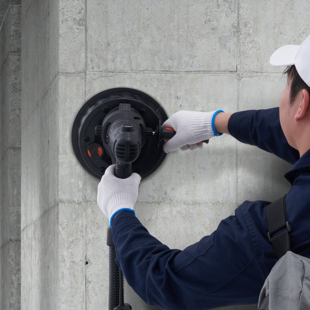 VEVOR Drywall Sander, 800W Electric Sander with 12 Sanding Discs, Variable Speed 1200-2300 RPM Wall Sander with Automatic Vacuum Dust Collection System, Double LED Lights, Dust Bag, Detachable Edge