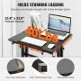 VEVOR Mobile Standing Desk, 26.4"-44.9" Gas-Spring Height Adjustable Sit-Stand Desk, Home Office Rolling Laptop Table 360° Swivel Wheels (4 Lockable), 0-45° Tillable Desktop, 2 Hooks, 40LBS Loading