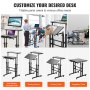 VEVOR Mobile Standing Desk, 26.4"-44.9" Gas-Spring Height Adjustable Sit-Stand Desk, Home Office Rolling Laptop Table 360° Swivel Wheels (4 Lockable), 0-45° Tillable Desktop, 2 Hooks, 40LBS Loading