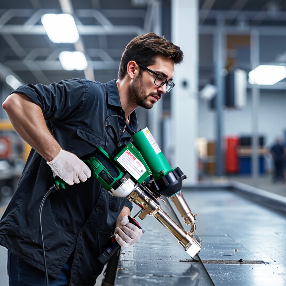 VEVOR Handheld Plastic Welding Extruder, 800W Hitachi Motor Extrusion Welding Gun - 0.79 in Weld Width & 360° Nozzle, Dual Heating System PP PE PVC HDPE Extrusion Welder for Membrane Pipe Plate
