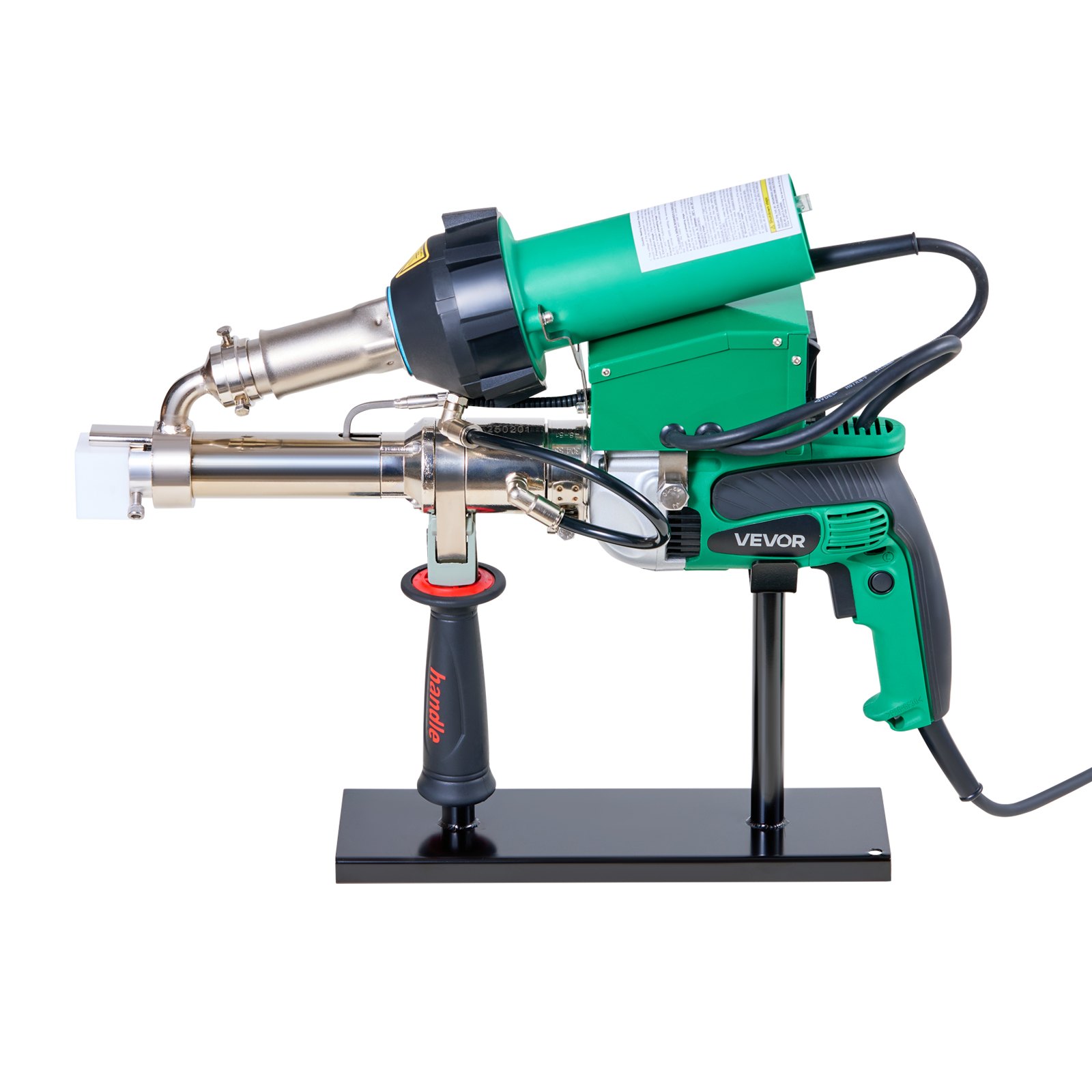 VEVOR Handheld Plastic Welding Extruder, 800W Hitachi Motor Extrusion Welding Gun - 0.79 in Weld Width & 360° Nozzle, Dual Heating System PP PE PVC HDPE Extrusion Welder for Membrane Pipe Plate