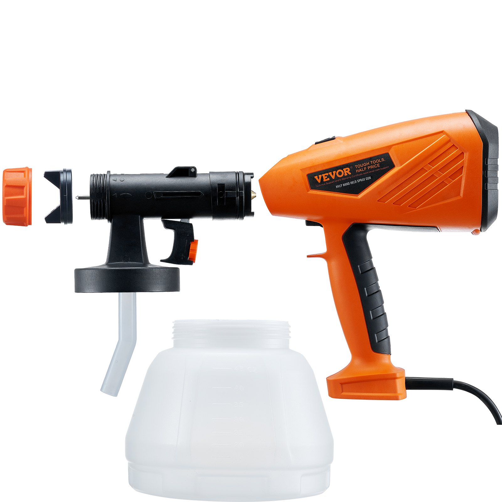 VEVOR 700W Electric Paint Sprayer with 1300ml Container - HVLP Spray Gun with 5 Copper Nozzles - Ideal for Home Interior, Exterior, House Painting, and Furniture - Includes 3 Spray Patterns