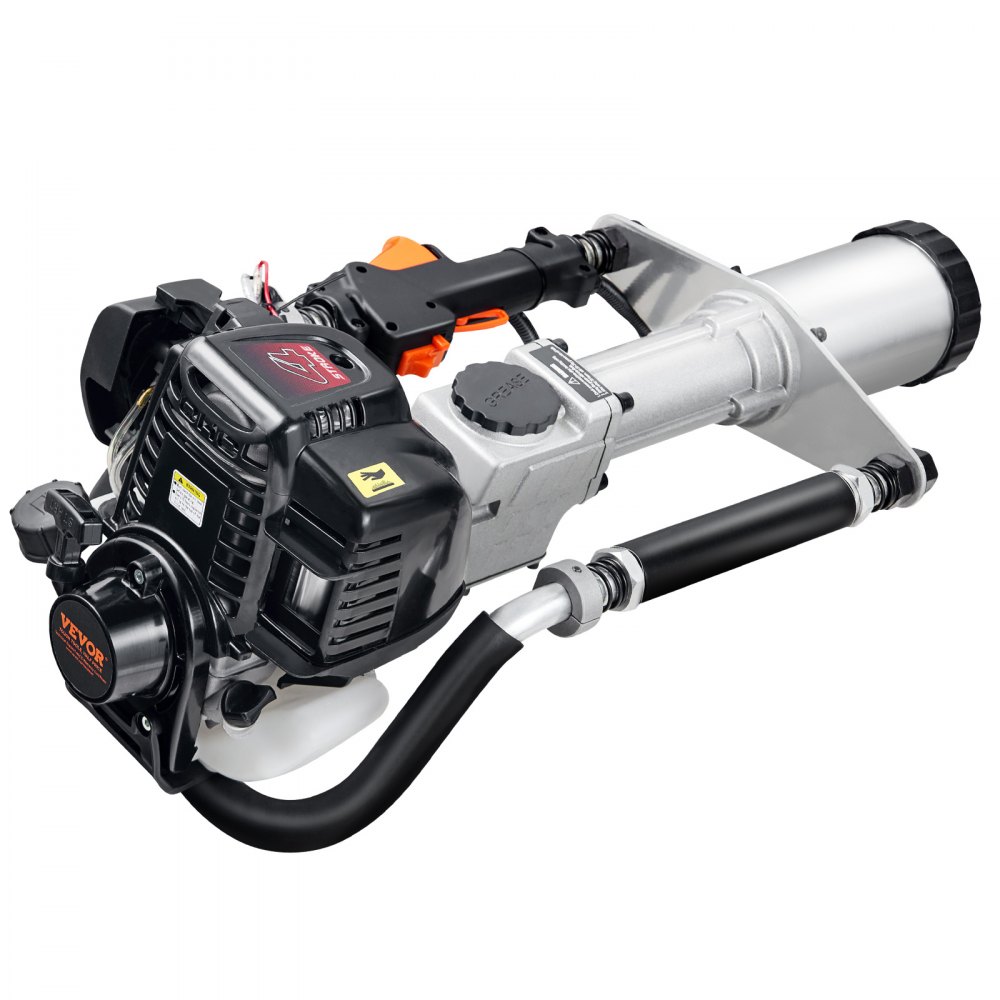 VEVOR - Hincador de postes en T a gasolina de 37,77 cc, motor de 4 tiempos, para cercas, con cabezal de hincado de 3 postes (45/55/88 mm), hincador de postes portátil de 1000 W para cercas de granjas y ranchos, y mejoras de carreteras.