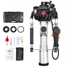 VEVOR 37.77cc Gas-Powered T Post Driver, 4-Stroke Engine Gasoline Fence Piling Pounder, with 3 Post Driving Head(45/55/88 mm) , 1000W Portable Piledriver For Farm, Ranch Fencing, Road Improvements