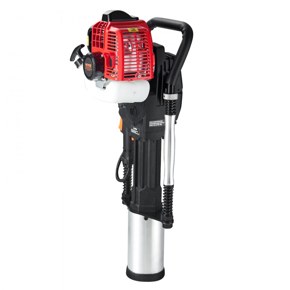 VEVOR 52cc Gas-Powered T Post Driver, 2-Stroke Engine Gasoline Fence Piling Pounder, 1300W Portable Piledriver with 3 Post Driving Head(49/69/100 mm) , For Farm, Ranch Fencing, Road Improvements