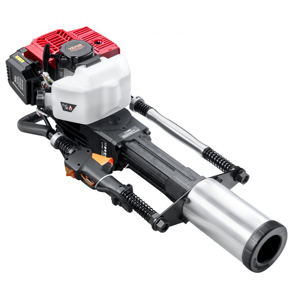 VEVOR 52cc Gas-Powered T Post Driver, 2-Stroke Engine Gasoline Fence Piling Pounder, 1400W Portable Piledriver with 3 Post Driving Head(49/69/100 mm) , For Farm, Ranch Fencing, Road Improvements