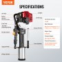 VEVOR 52cc Gas-Powered T Post Driver 2-Stroke Fence Piling Pounder w/ 3 Head