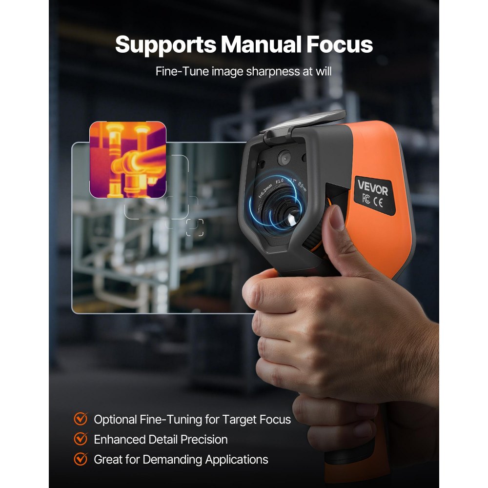 Câmera térmica VEVOR, resolução de infravermelho de 384 x 288, câmera termográfica portátil com câmera visual de 5 MP, imagem infravermelha com taxa de atualização de 30 Hz e tela sensível ao toque de 3,5 polegadas, -4 °F a 1022 °F, suporte a Wi-Fi