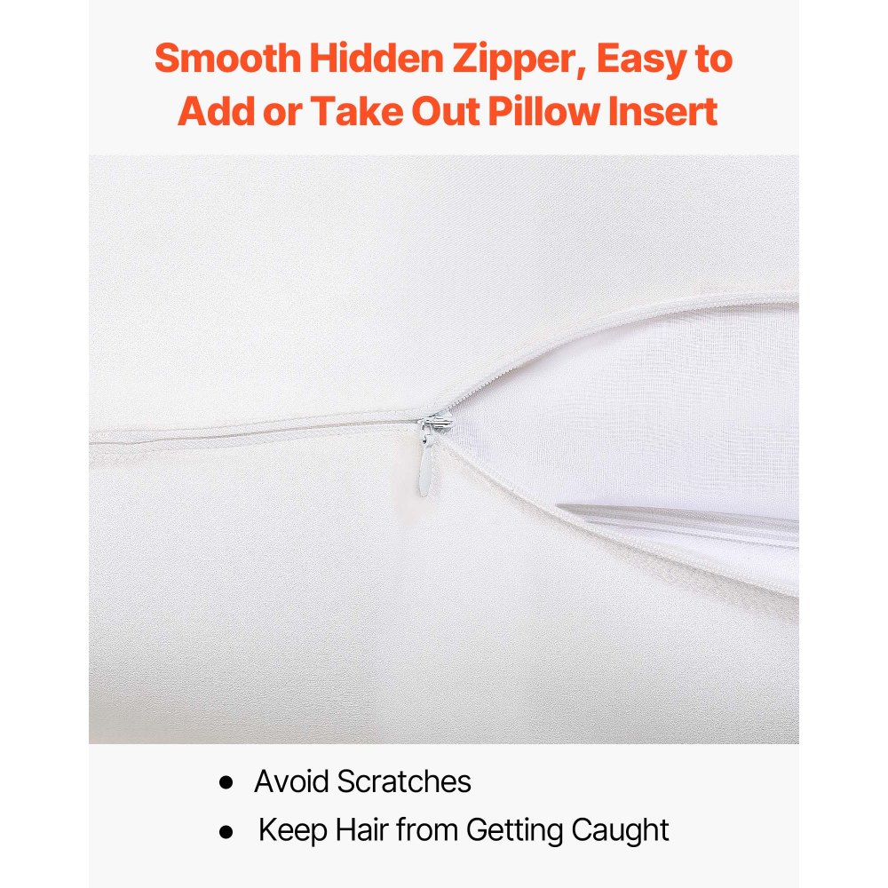 VEVOR Silk Pillowcase, 100% Pure Mulberry Silk Pillow Case, 26 in x 20 in Standard Silky Pillow Case for Hair and Skin, Smooth, Soft and Breathable Pillowcase with Hidden Zipper, for Sleeping (White)