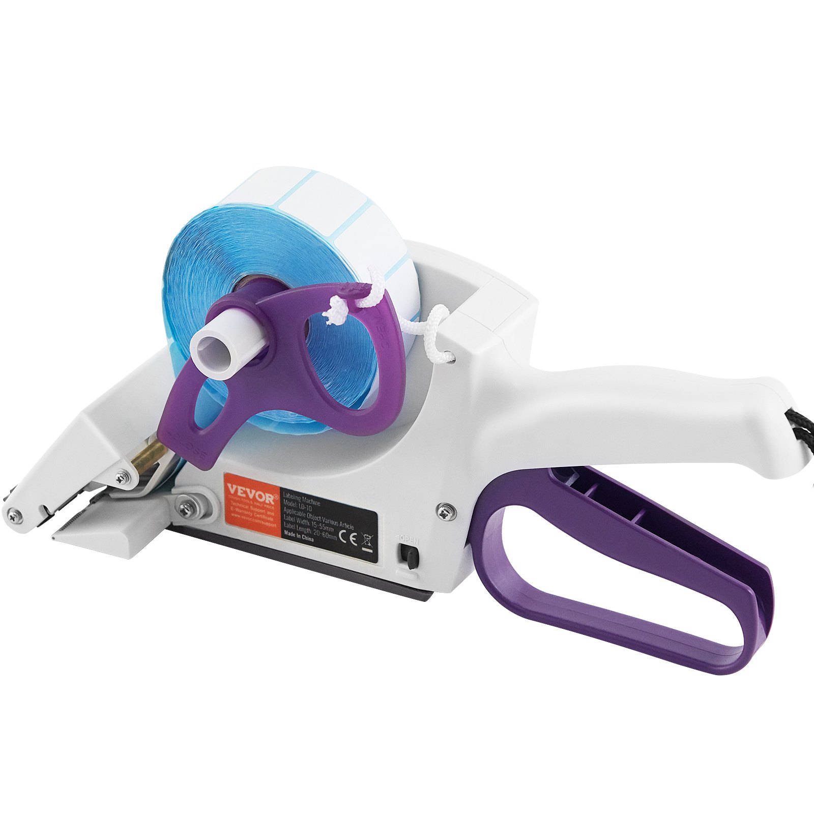 VEVOR Manual Label Applicator, 0.59-2.17 inches Label Width, 0.79-2.36 inches Label Length, Portable Hand-Held Labeling Machine with Label Roll and TPR Roller for Round Bottles, Boxes, Fruits Labeling